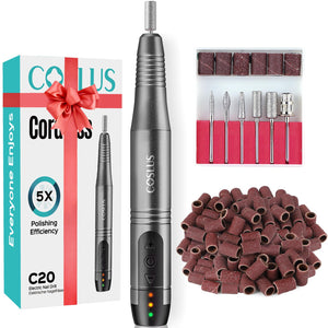 COSLUS C20 taladro de uñas inalámbrico con diseño en pluma para manicura precisa