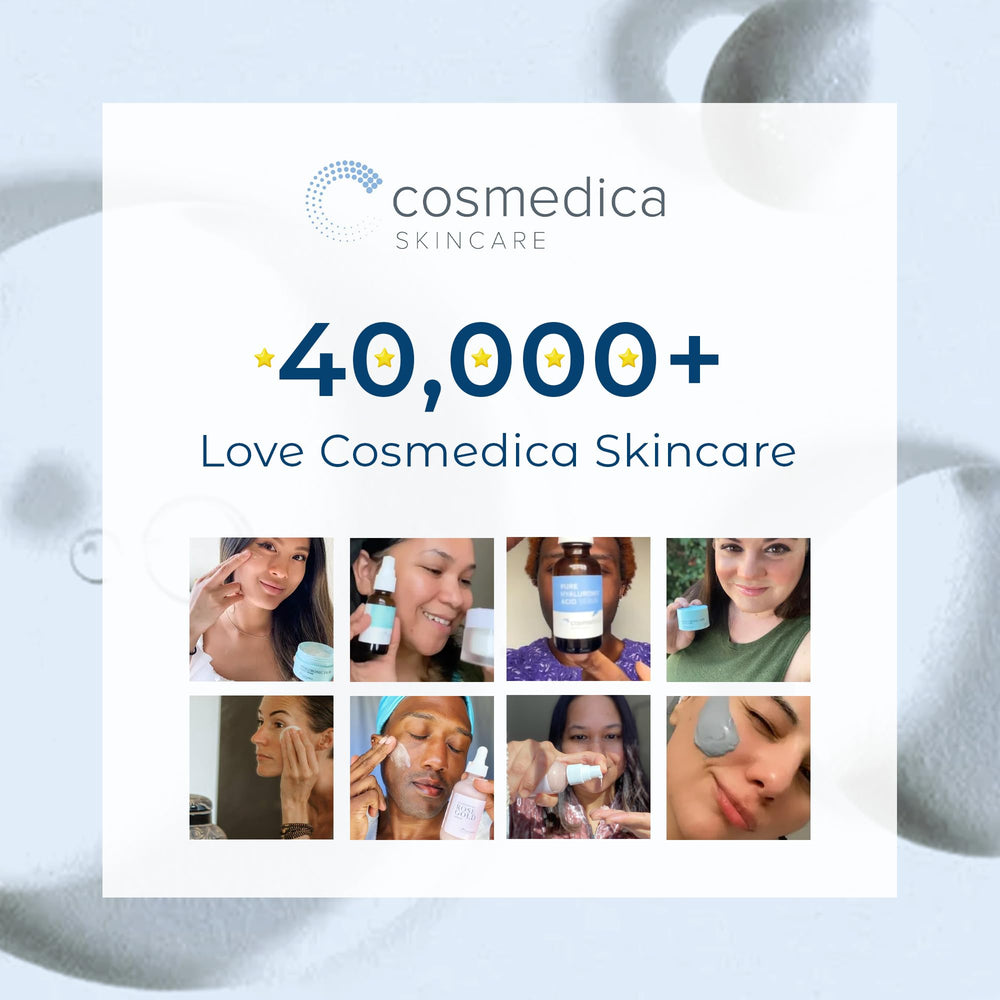 Cosmedica Skincare Sérum hialurónico en envase compacto, ideal para viajes.