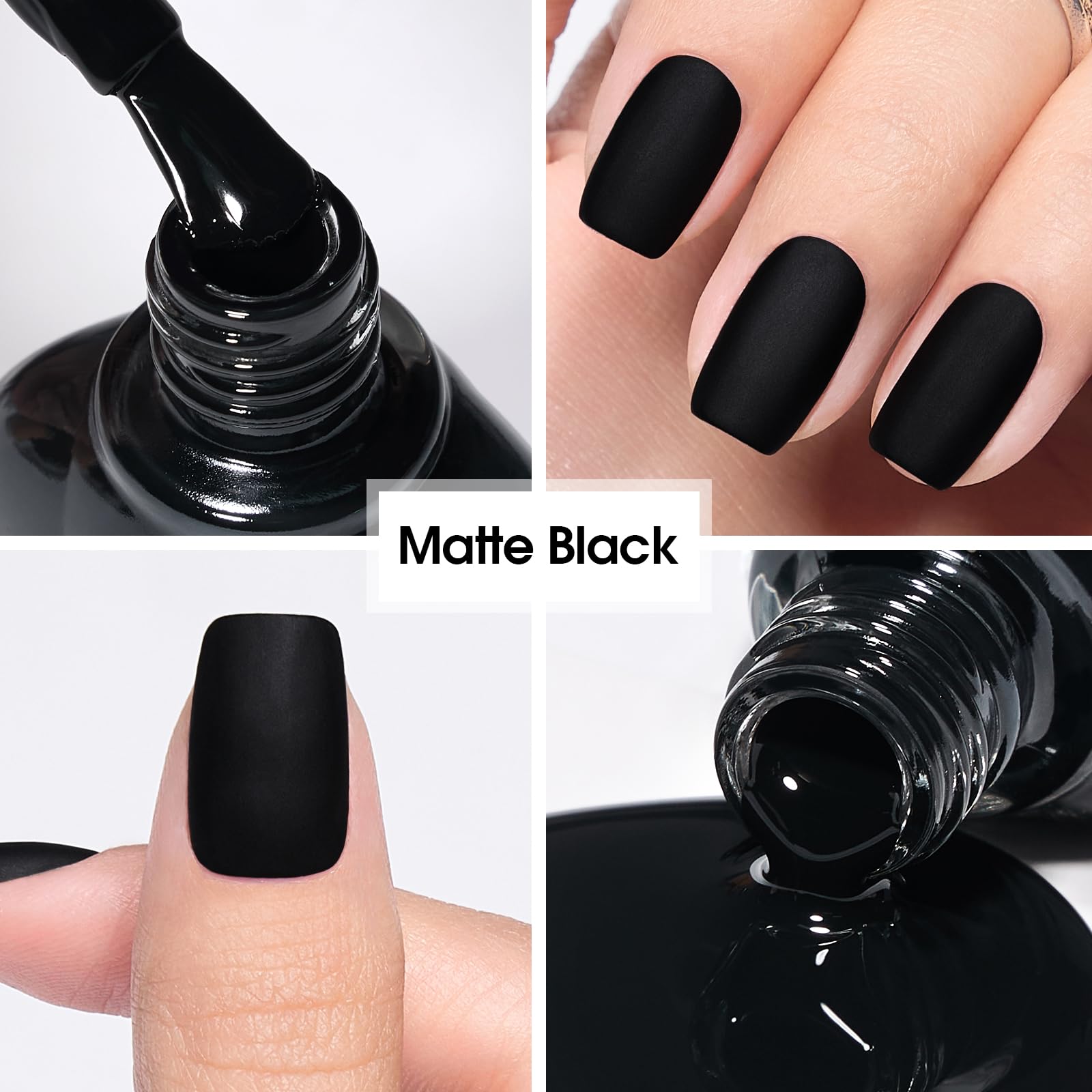 COSMOO esmalte mate negro con pincel cómodo para trazos precisos.