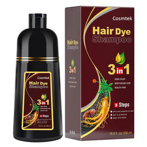 COSMTEK champú tintado: botella visible para color marrón oscuro duradero.