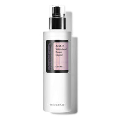COSRX líquido exfoliante 7% glicólico, botella visible para ayudar a suavizar puntos blancos.