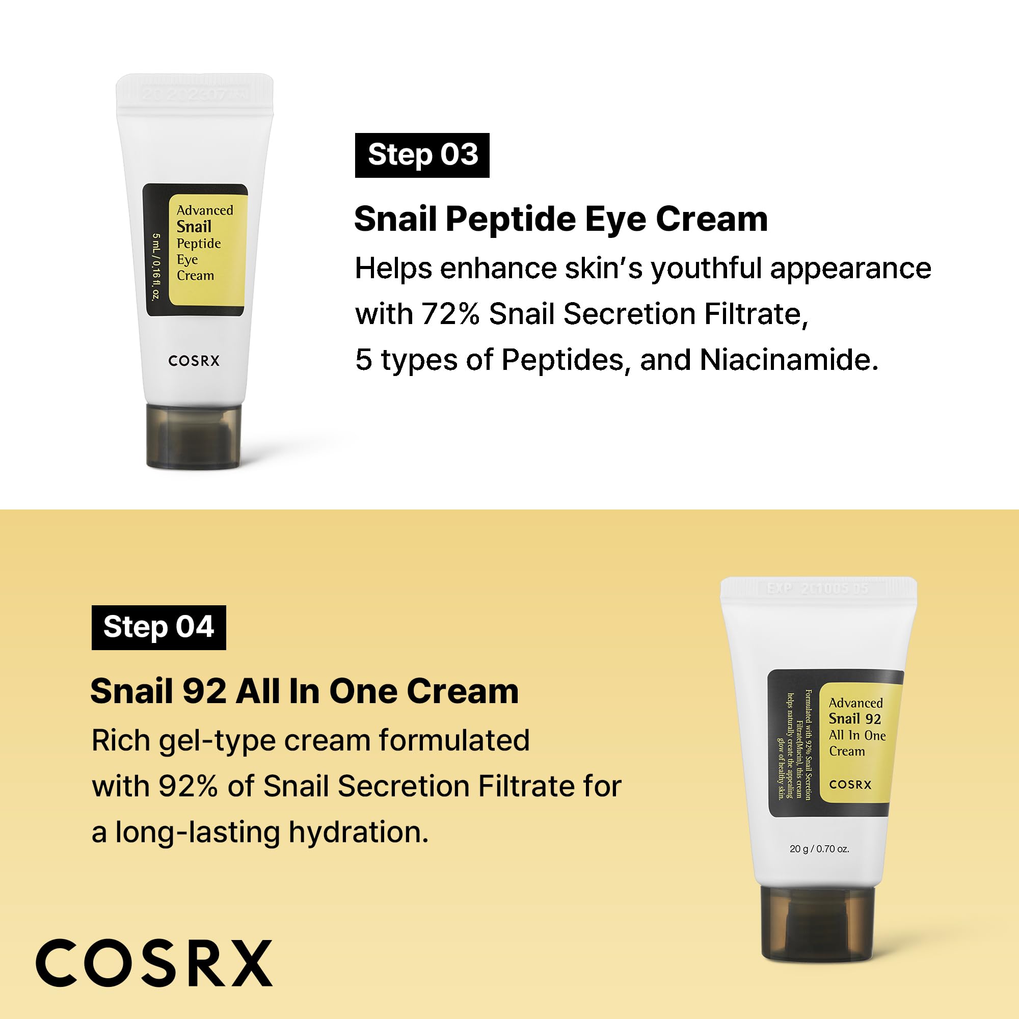COSRX Kit viaje caracol mini: formato compacto para rutina diaria en movimiento.