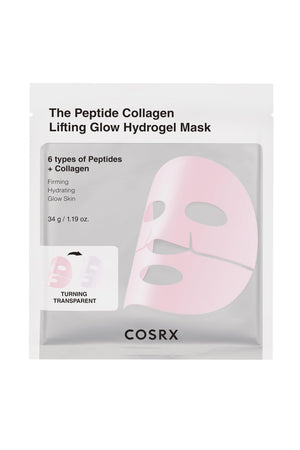 COSRX máscara hidrogel con péptidos y colágeno, sensación de lifting suave.