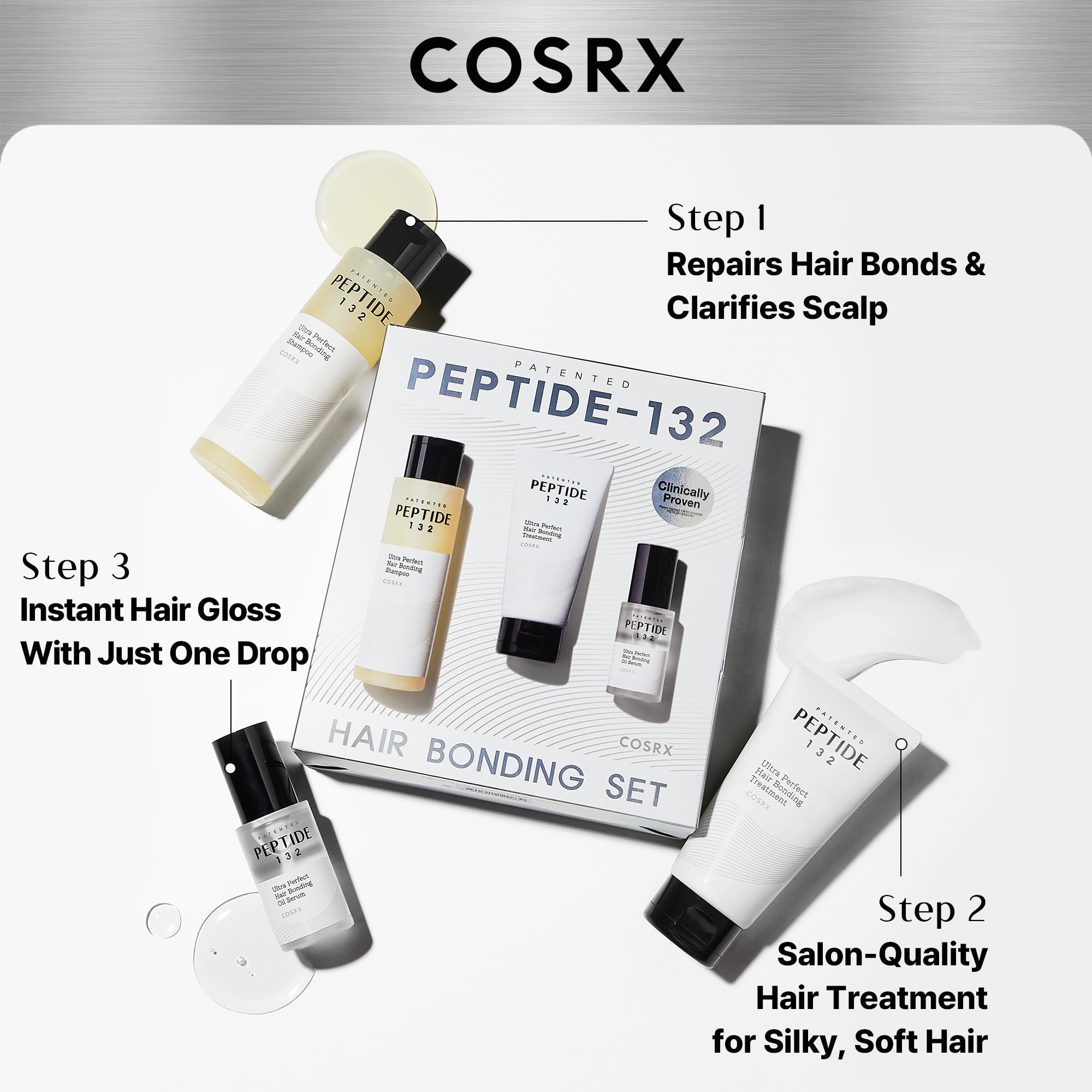 COSRX Peptide-132 Tratamiento capilar, tubo visible, fortalece la fibra capilar y repara puntas.
