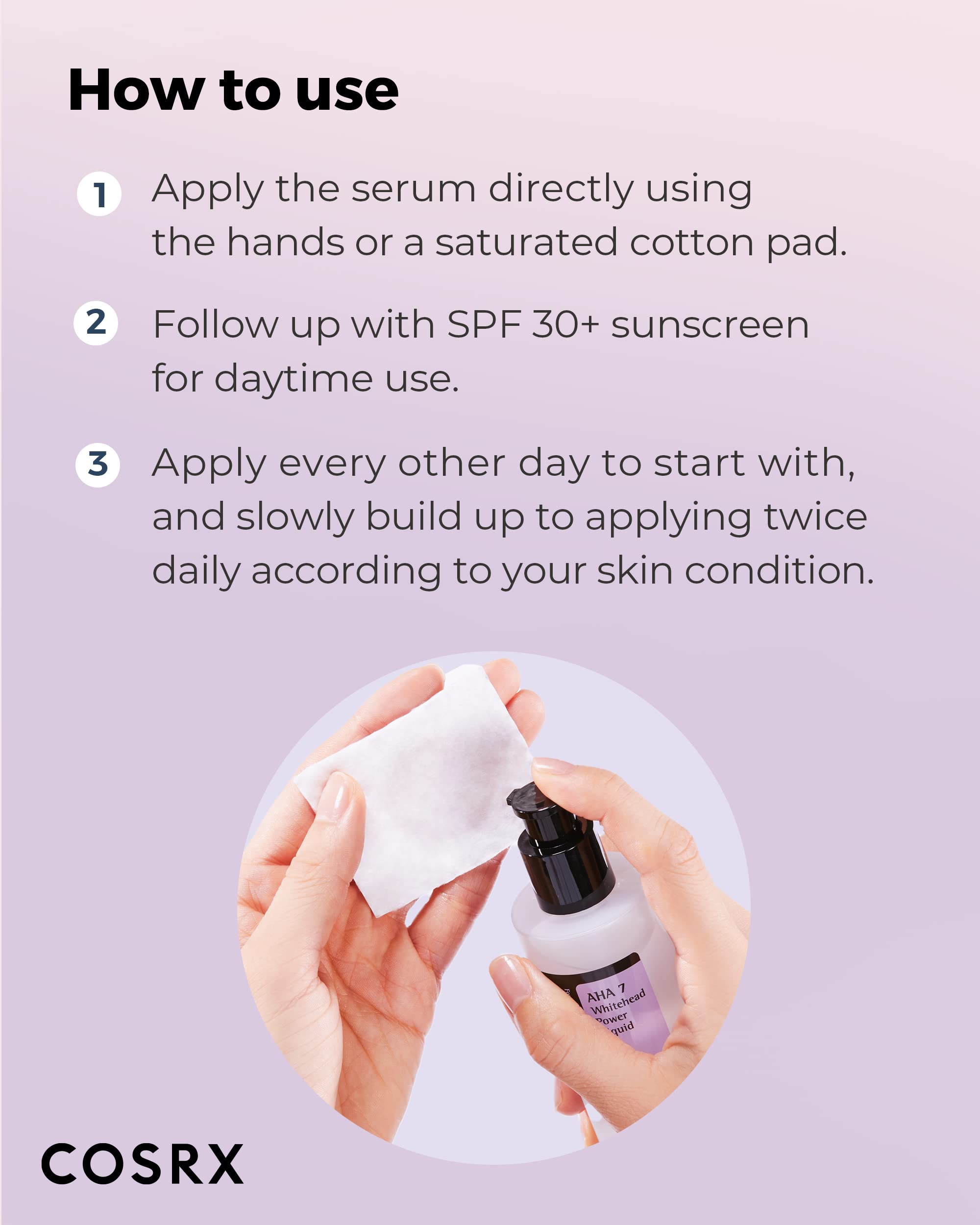 COSRX uso diario en cara y cuerpo para exfoliación suave y práctica.