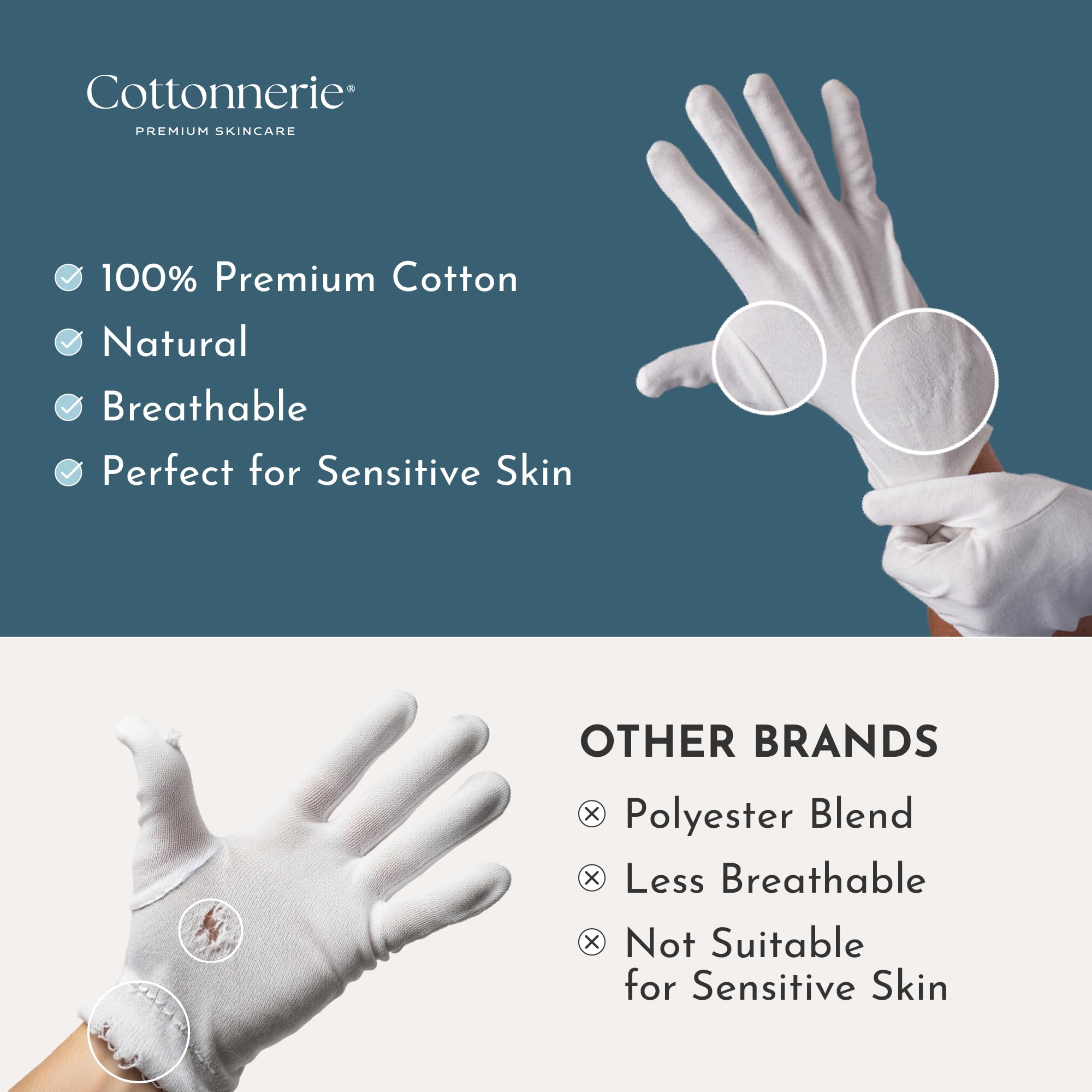 Guantes con pespunte reforzado para mayor durabilidad diaria de Cottonnerie.
