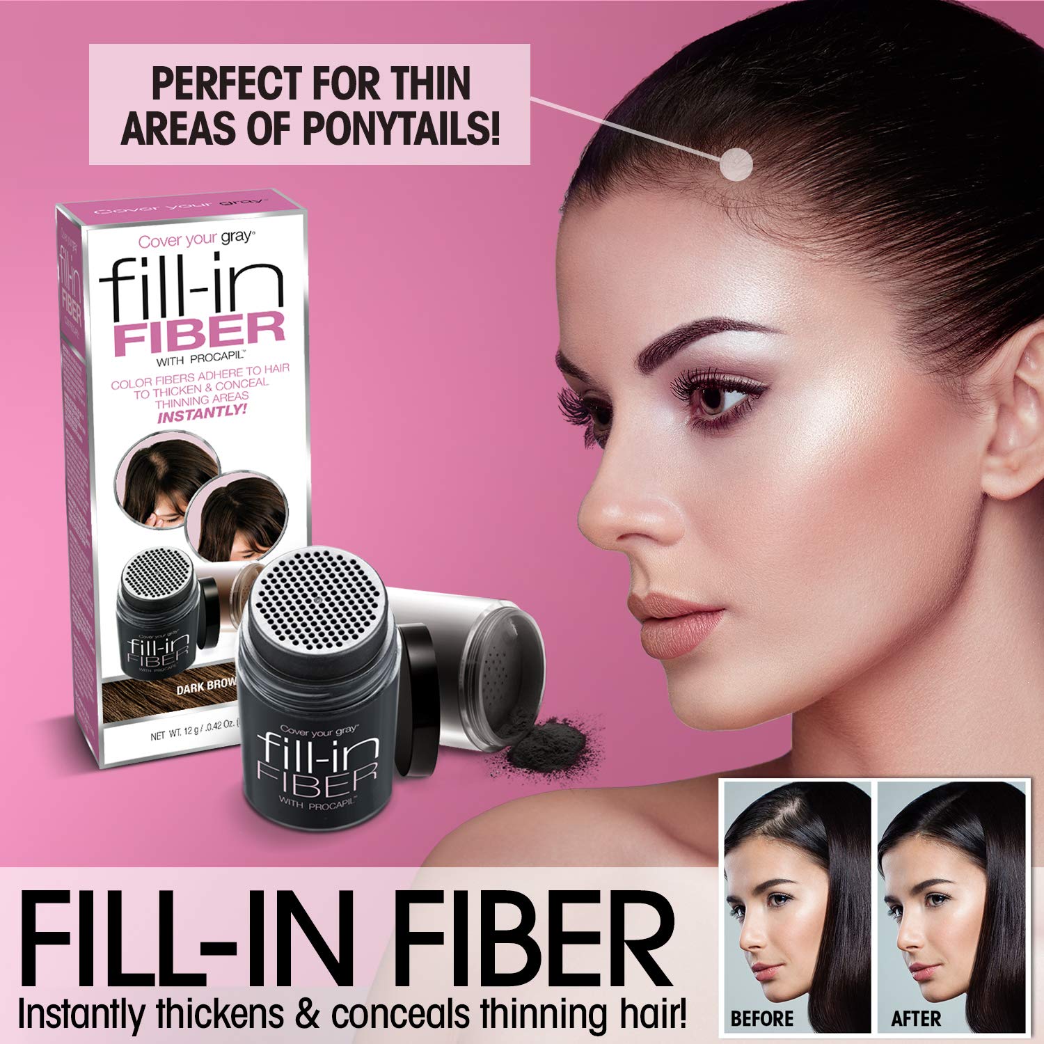 Cover Your Gray Pro Fill-In Fibers tono marrón oscuro para un aspecto natural