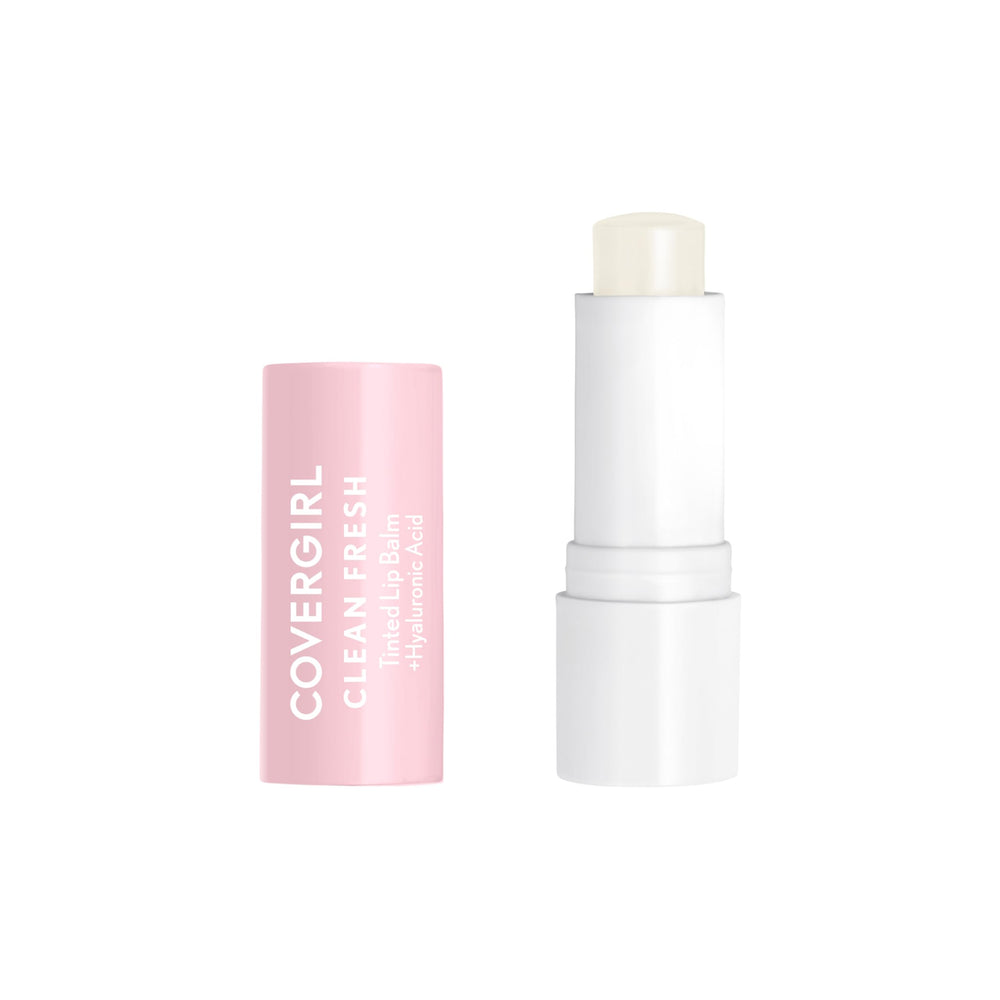 CoverGirl bálsamo labial tintado, empaque visible, ofrece hidratación suave desde el primer uso