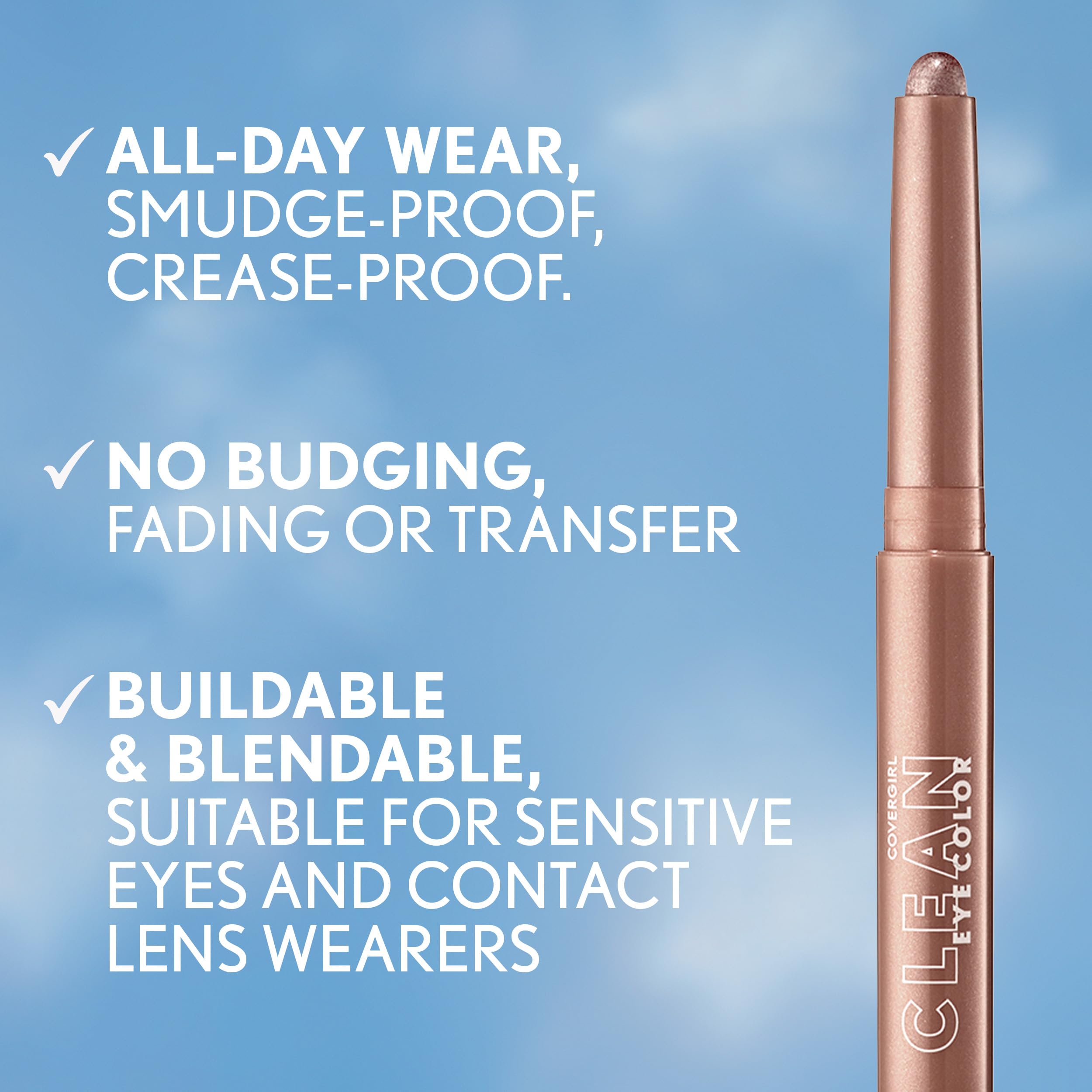 CoverGirl Clean Eye Color Golden Toffee, punta redonda facilita la aplicación precisa.