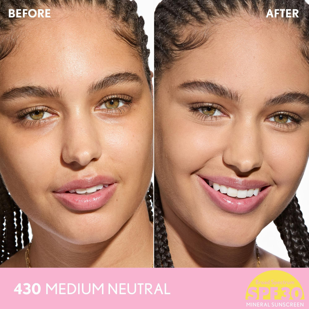 CoverGirl Clean Fresh Blurring Skin Tint, textura cercana, aspecto uniforme y natural.