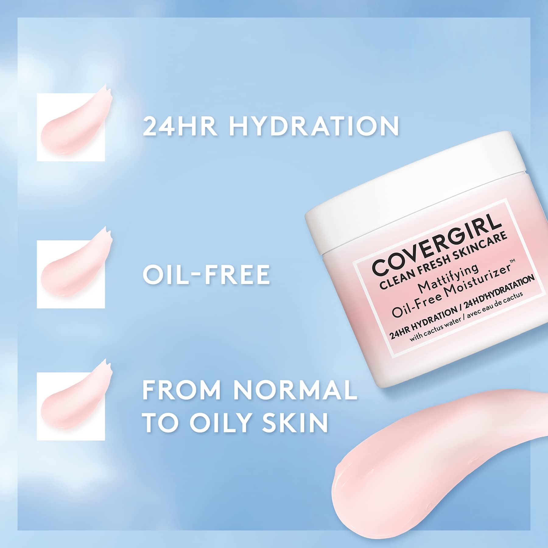 COVERGIRL Hidratante facial matificante, dosificador práctico, dosis precisa para uso diario.