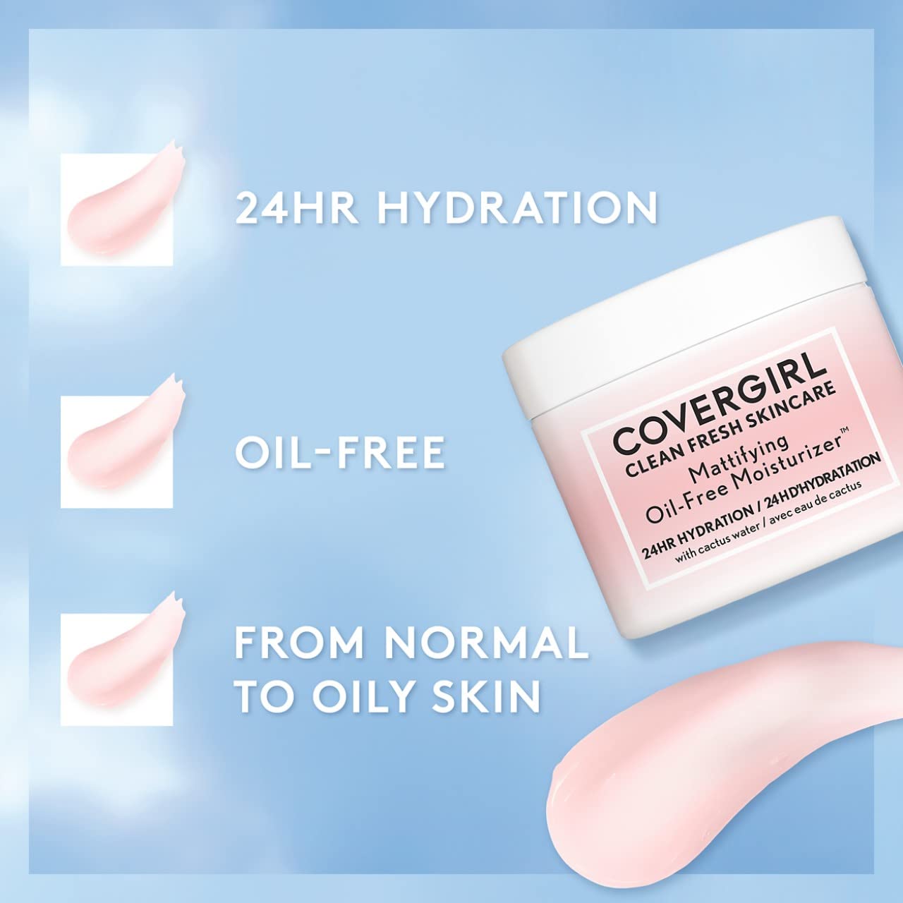 COVERGIRL Hidratante facial matificante, piel limpia y uniforme durante el día.