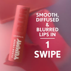 COVERGIRL Clean Fresh Yummy Blur Lipstick con sabor a granada para una experiencia sensorial.