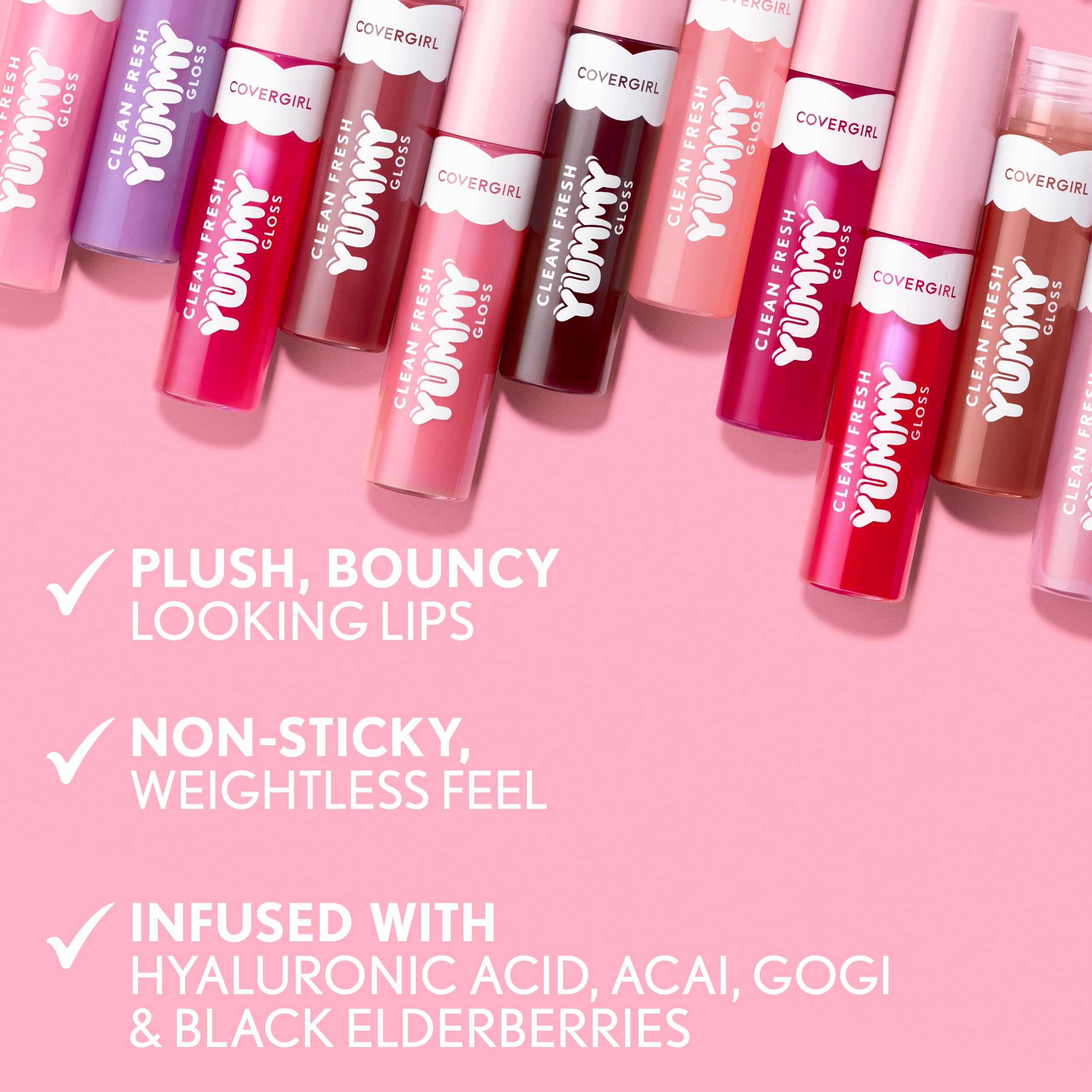 CoverGirl Clean Fresh Yummy Lip Gloss ofrece 12 tonos translúcidos para looks naturales