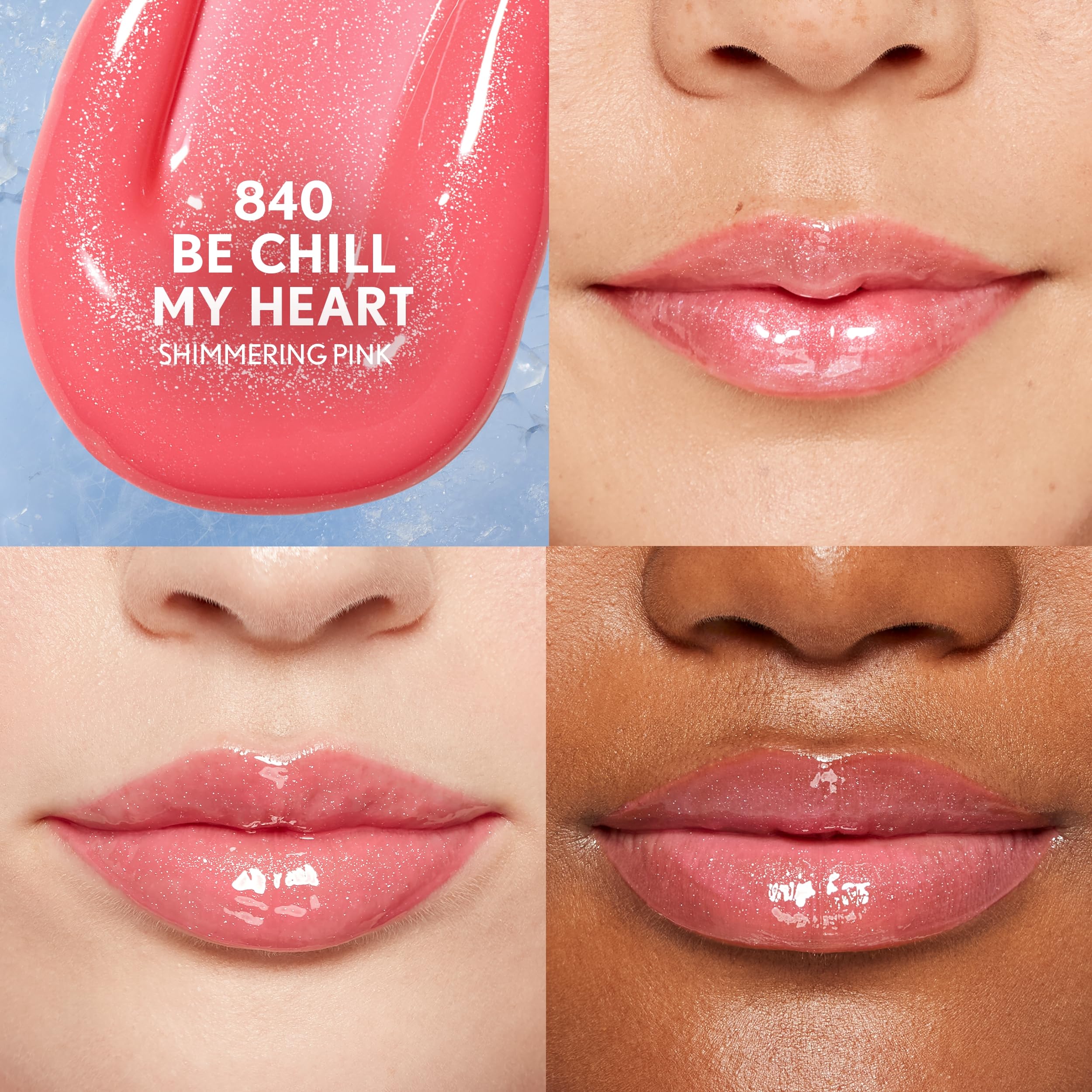 Muestra de CoverGirl Clean Fresh Yummy Plumper en piel, volumen suave y brillo.