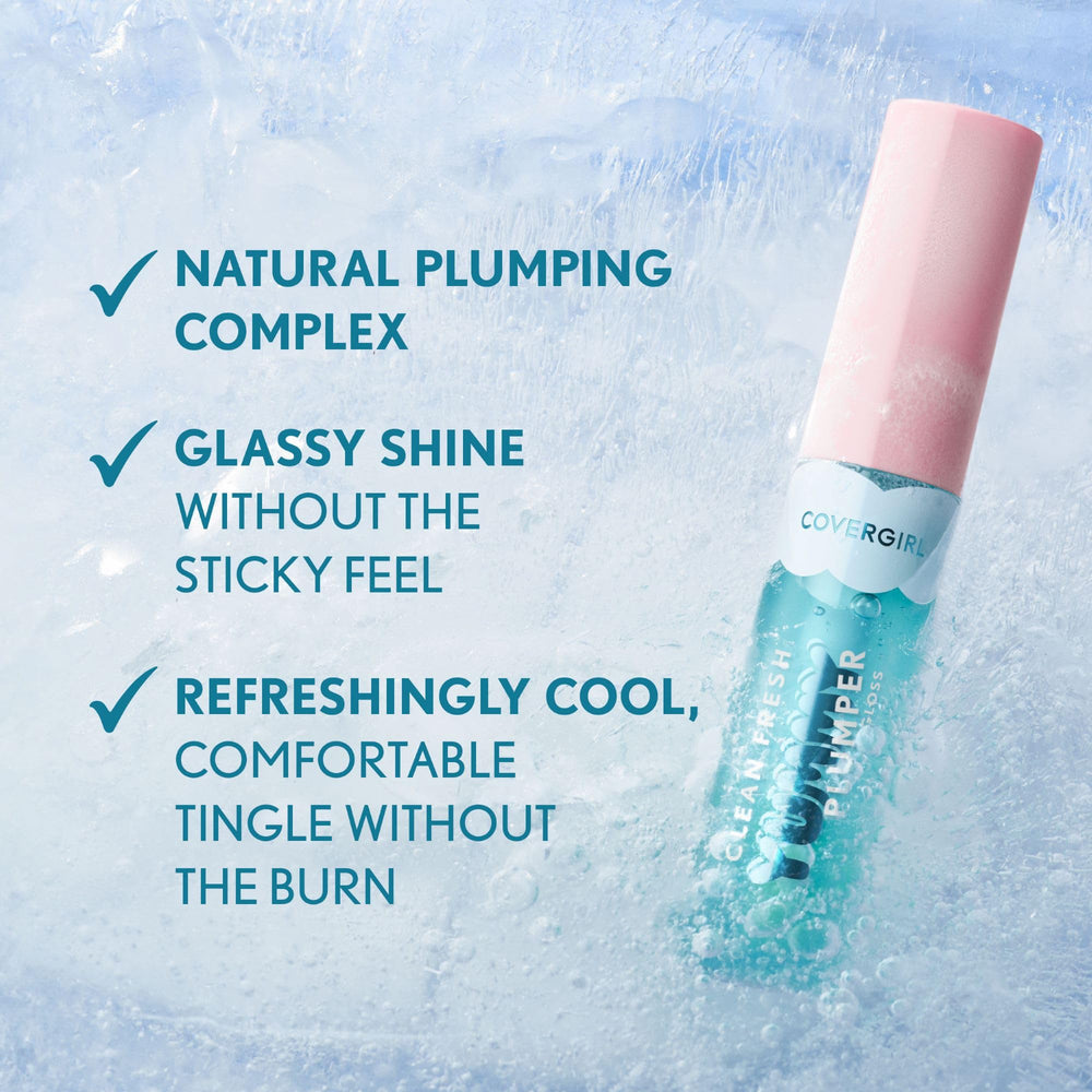 Envase de CoverGirl Clean Fresh Yummy Plumper, tubo visible y diseño moderno.