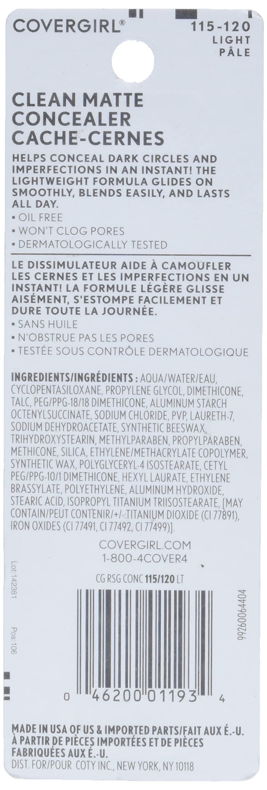 CoverGirl Corrector Matte Gama de tonos cubre pieles claras a profundas.