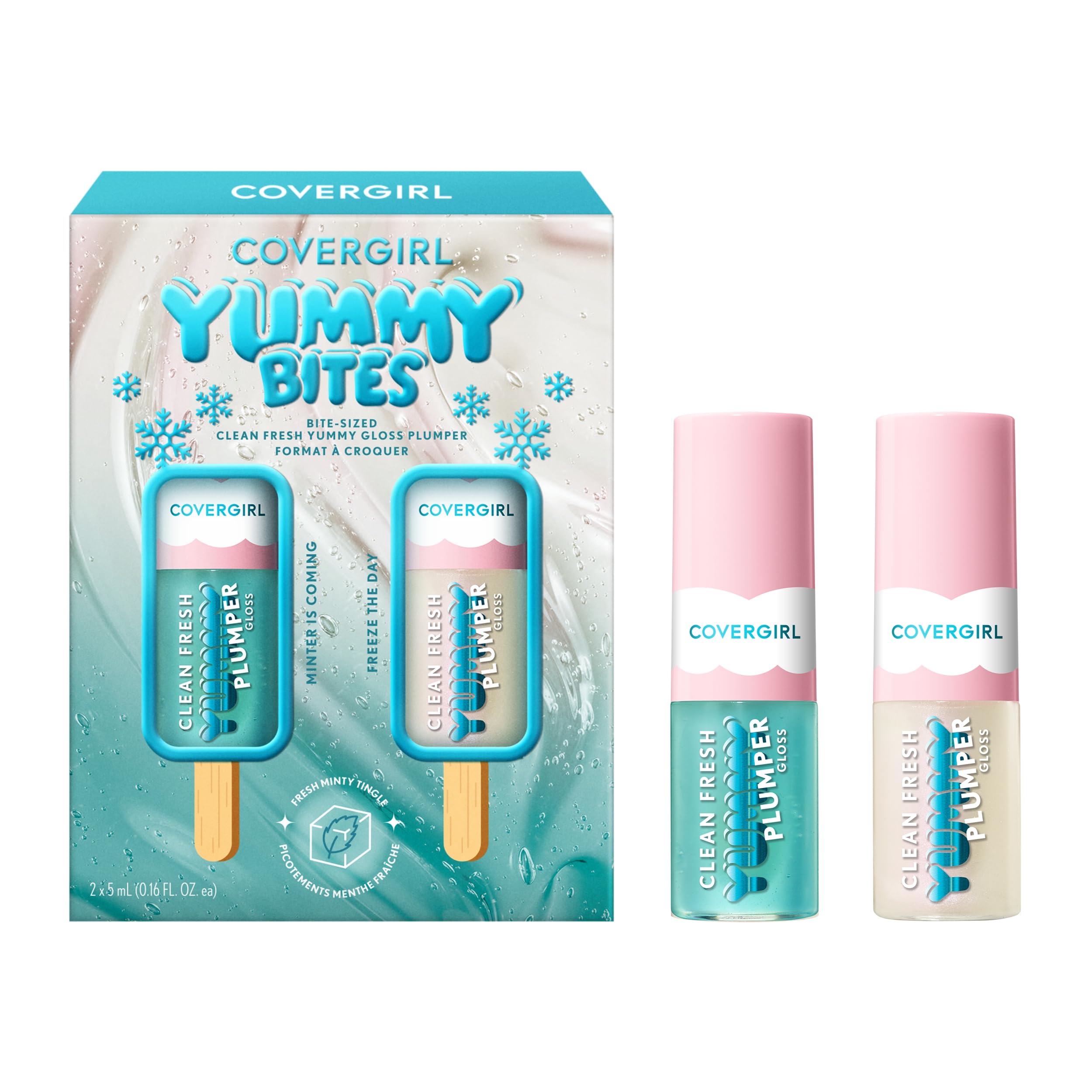 COVERGIRL Minis: empaque frontal para probar tonos brillantes con facilidad.