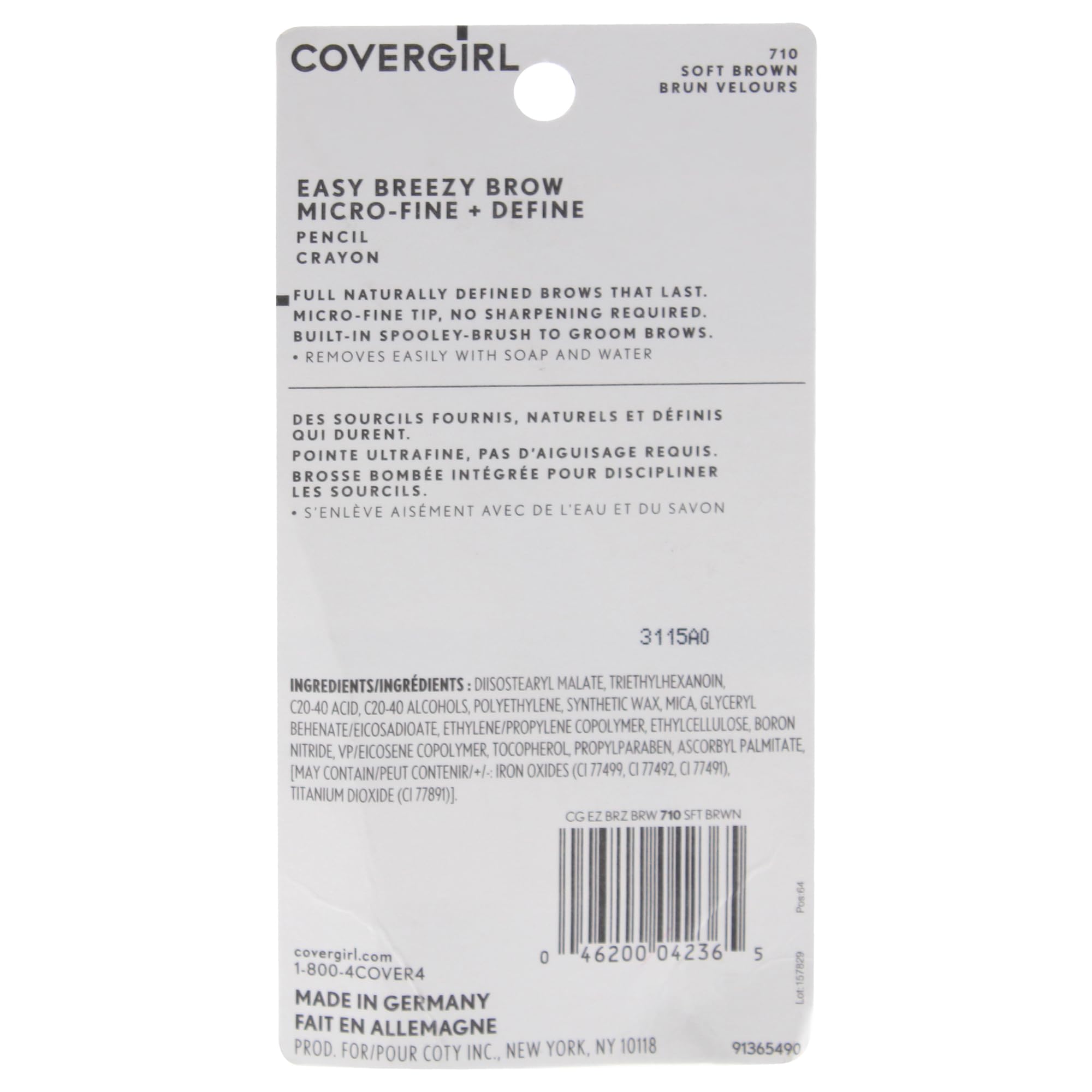COVERGIRL Easy Breezy espiral integrada para mezclar color y lograr acabado natural.