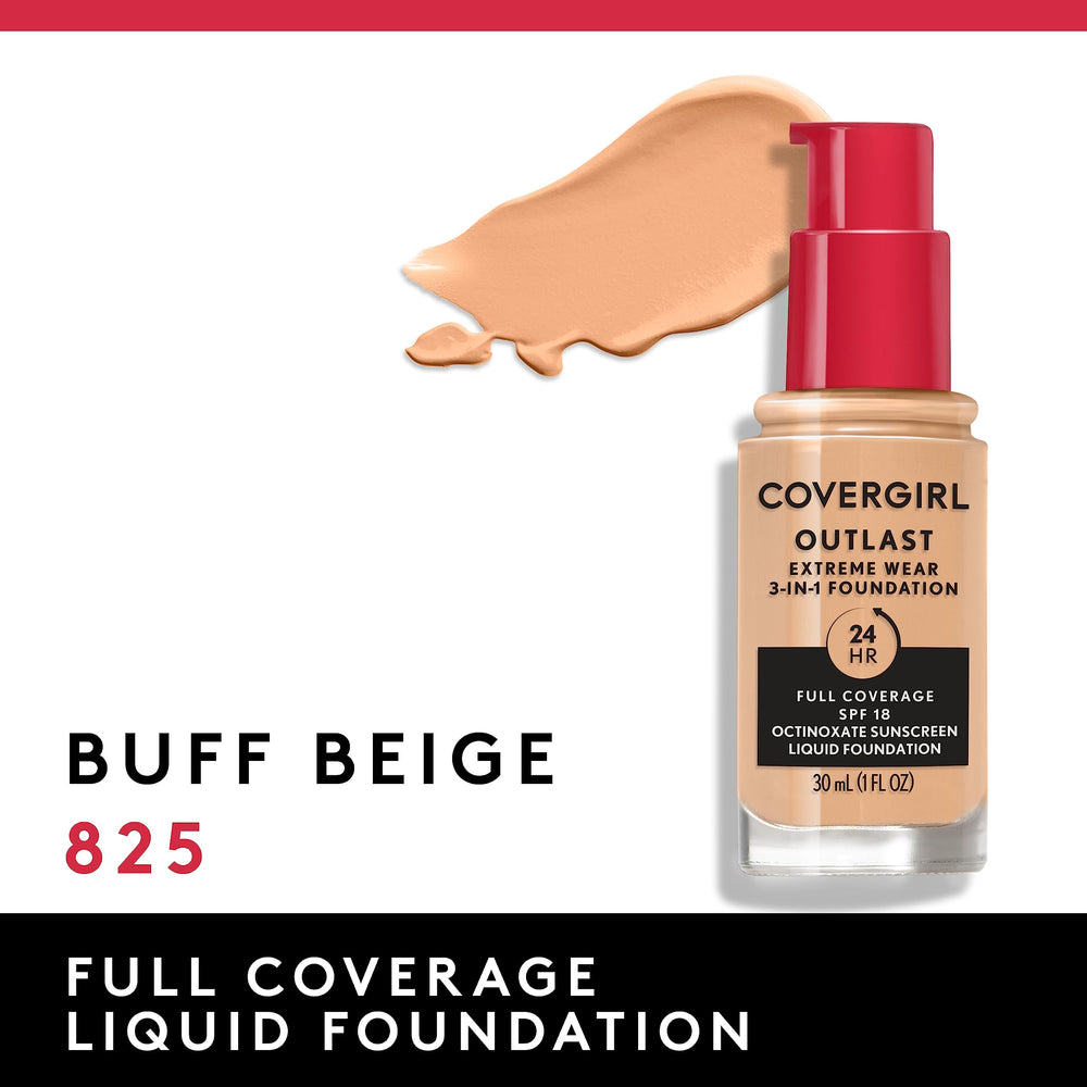 Aplicacion con brocha en Covergirl Outlast Extreme Wear buff beige para cobertura precisa