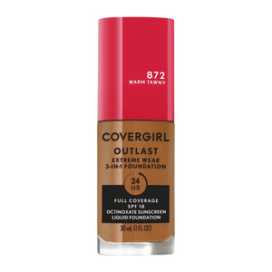 Covergirl Outlast Extreme Wear: bote base maquillaje con acabado natural y cobertura duradera.