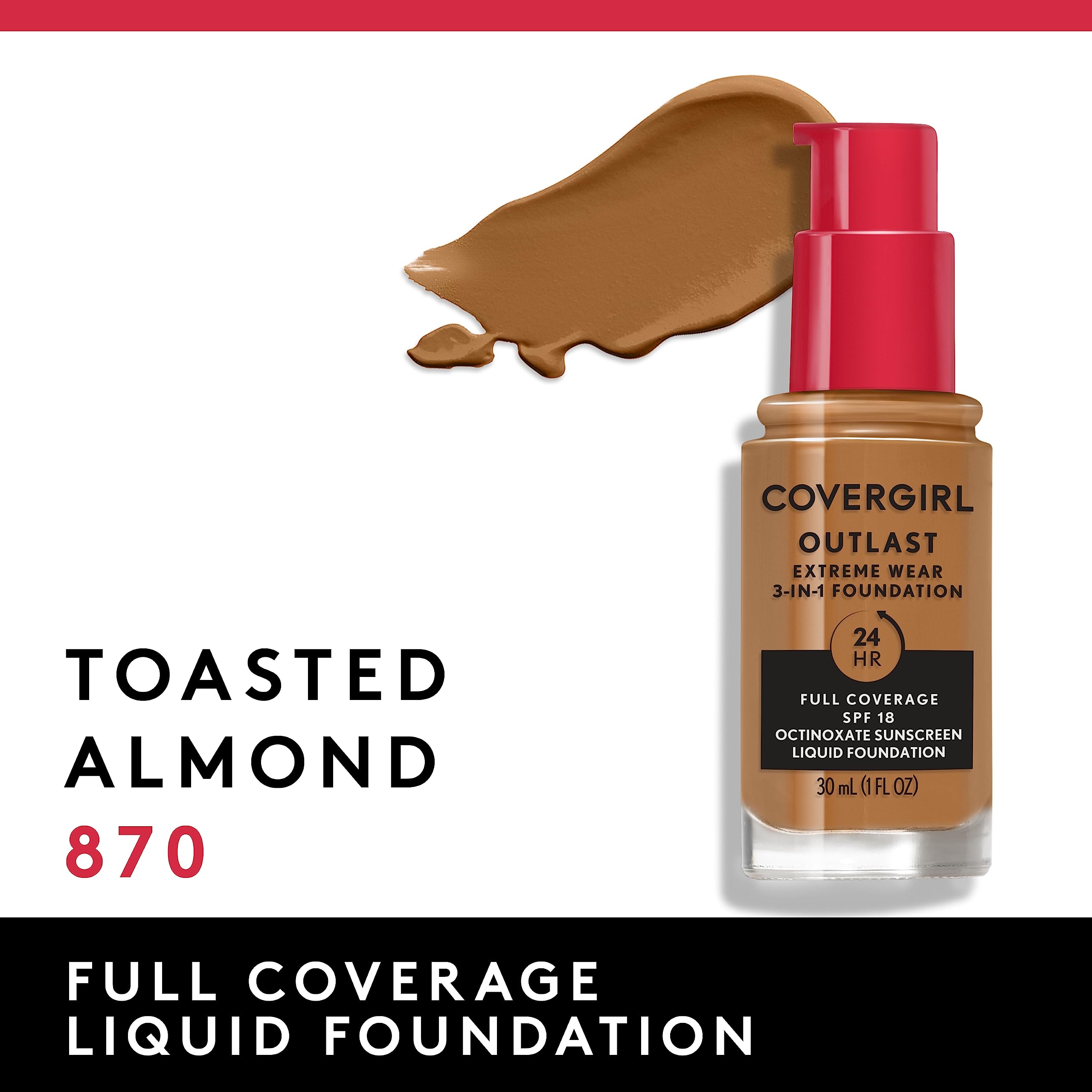 Covergirl Outlast tono almendra tostada para igualar tono y acabado natural