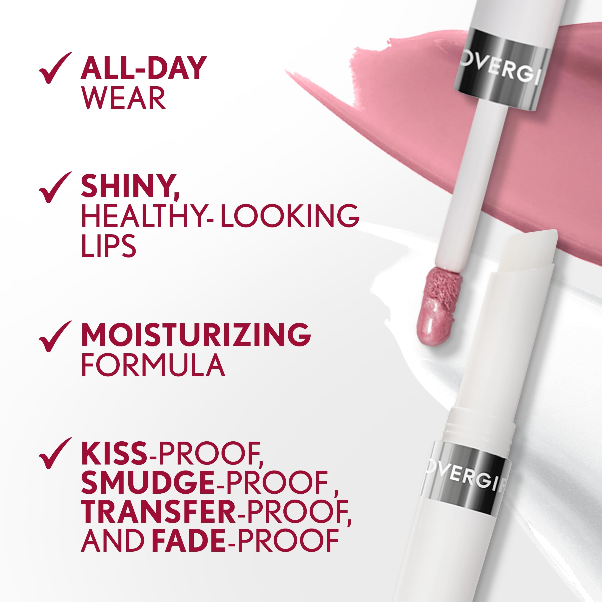 Aplicación paso 2 con capa superior, sellando el color de Covergirl Outlast Lip Color 010 Sugey Girl.