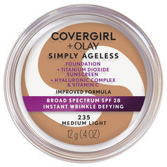 COVERGIRL Simply Ageless, fondo ligero para un acabado natural y uniforme.