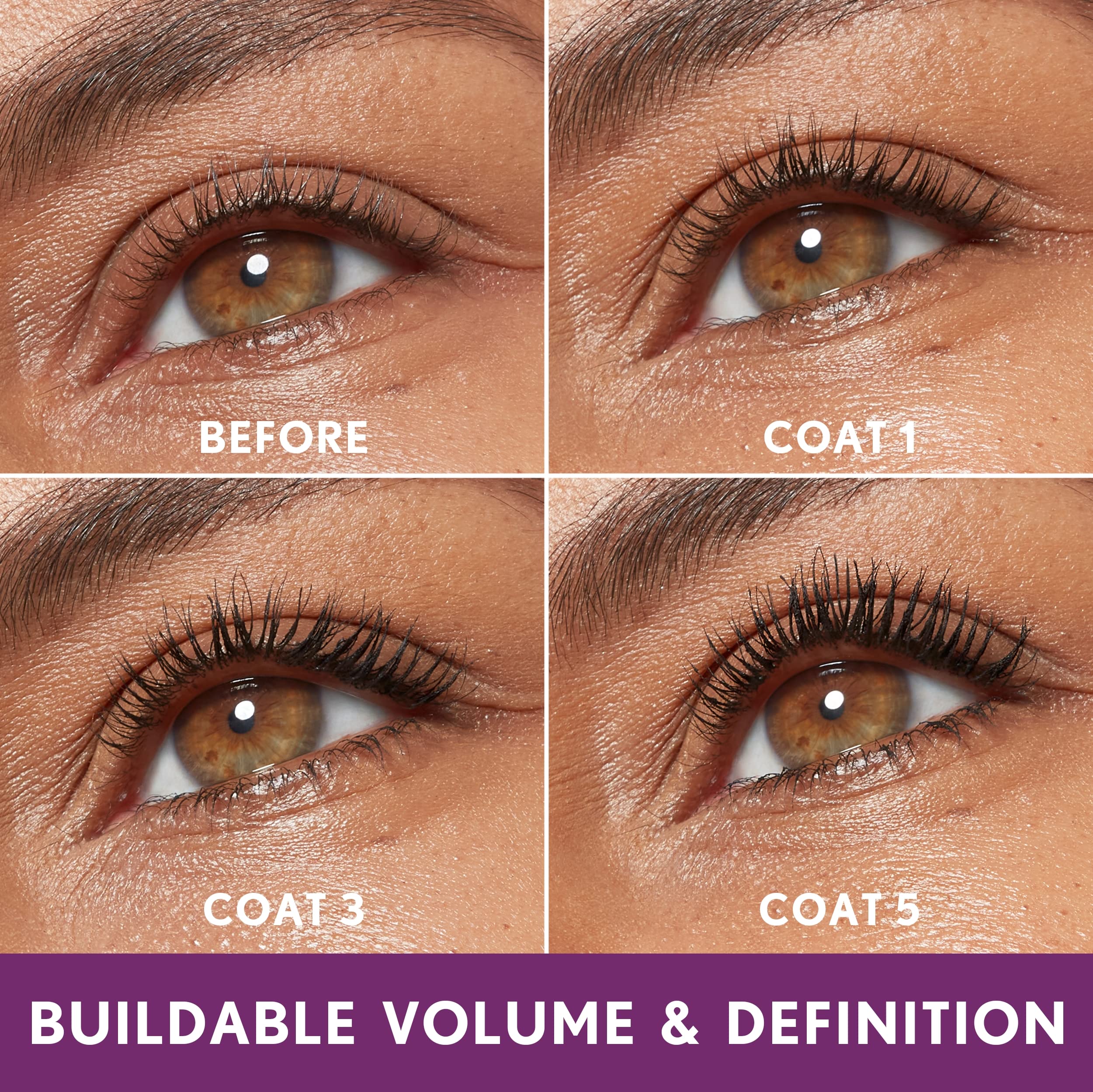 CoverGirl Simply Ageless Mascara, aplicación en capas para looks variables.
