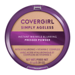 COVERGIRL Simply Ageless polvos prensados en empaque compacto para retoques diarios