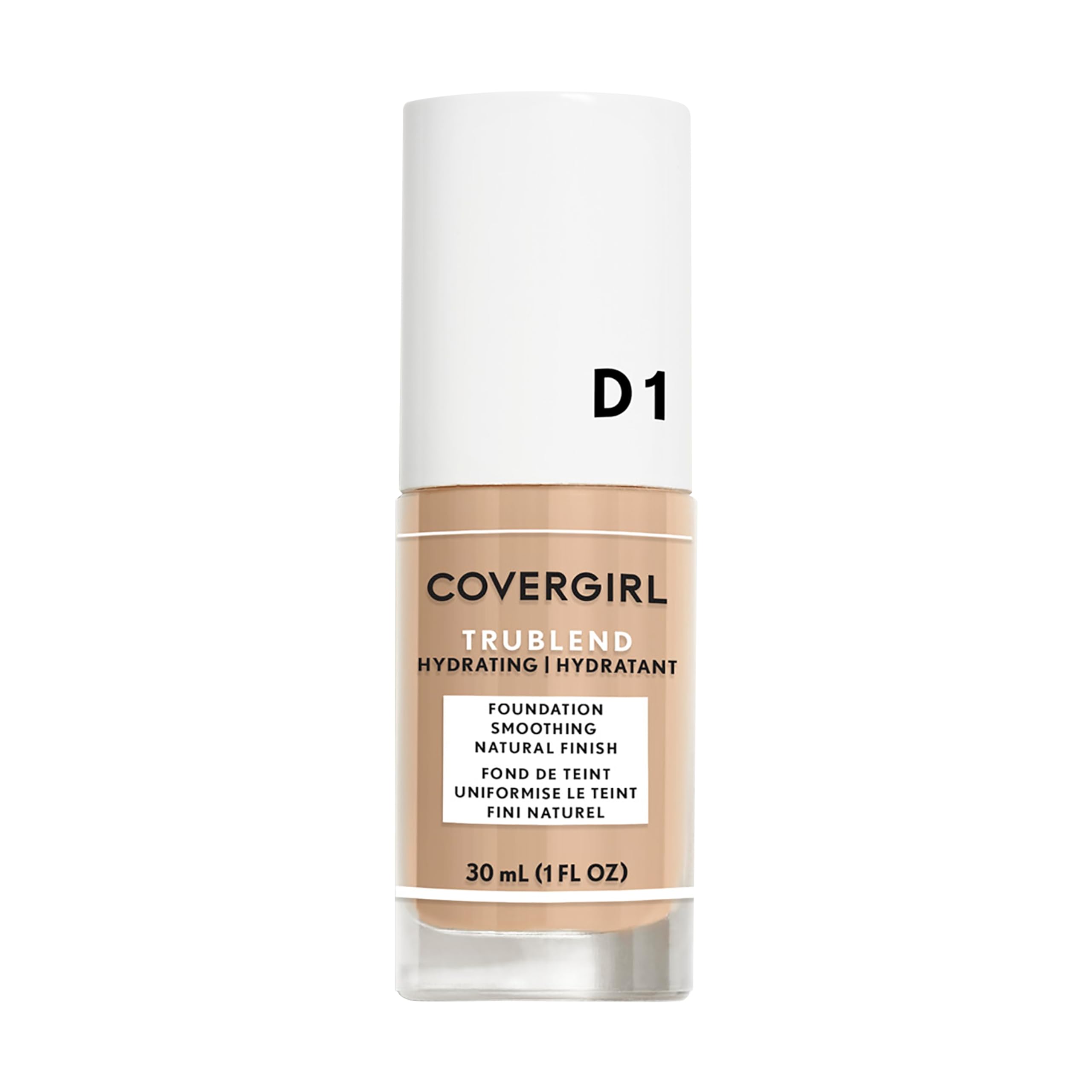 COVERGIRL truBLEND base líquida en botella, tono D1 para piel beige.