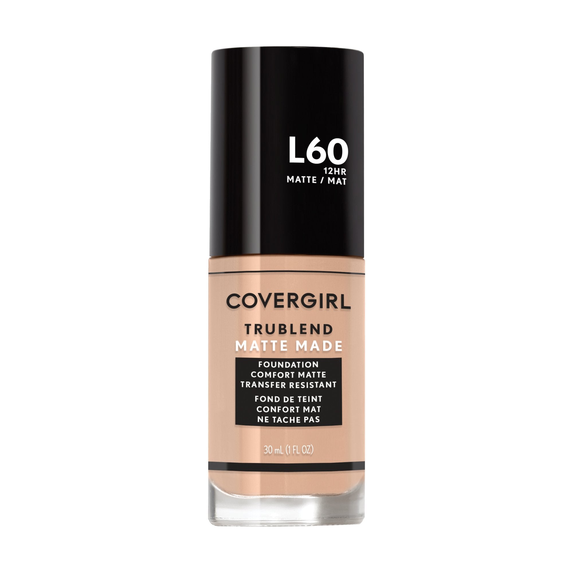 COVERGIRL TruBlend fundación en botella para un acabado mate natural.