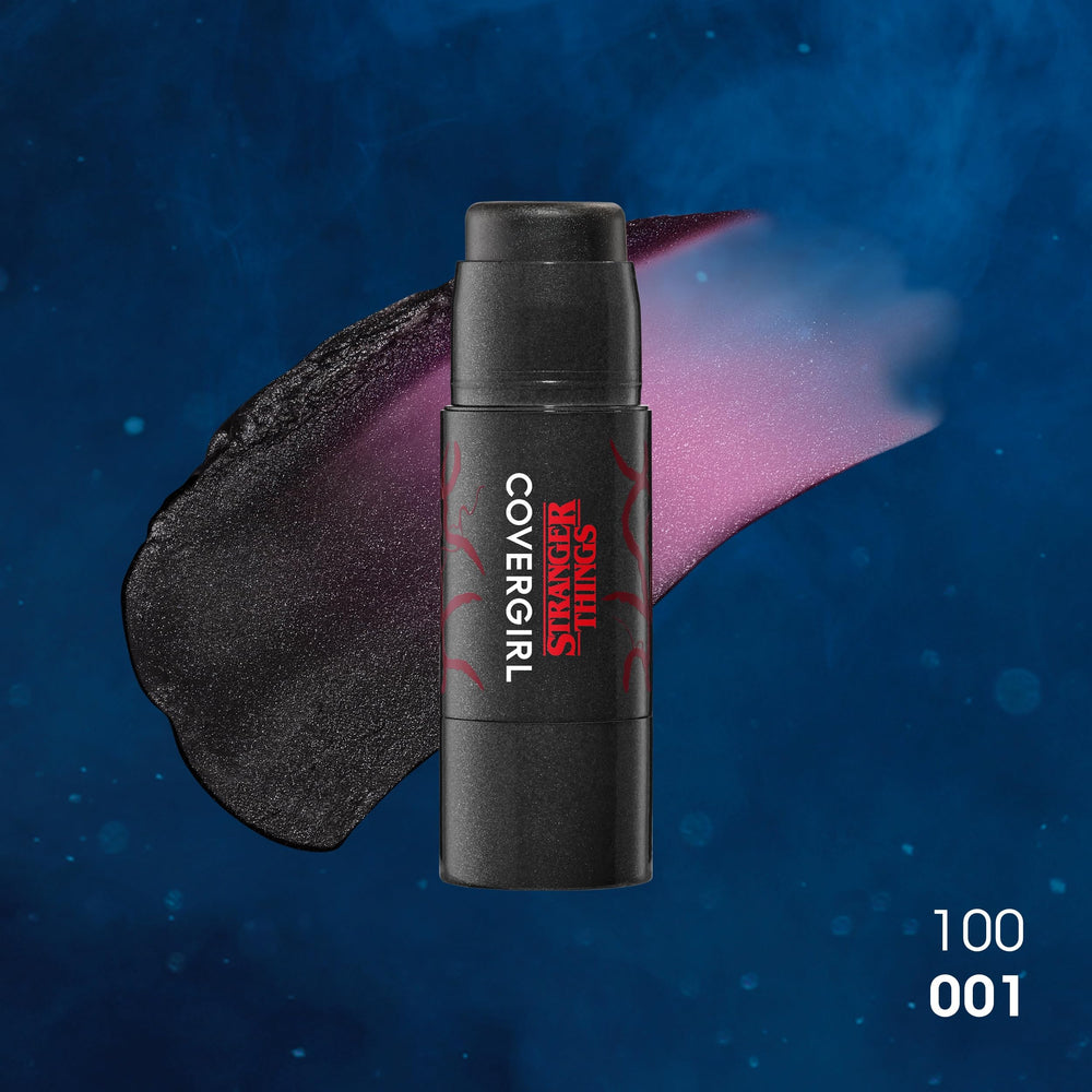 CoverGirl Vecna's Curse blush Creel, brillo índigo que se transforma en rosa suave.