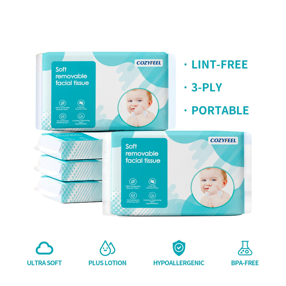 COZYFEEL panuelos en caja plegable, paquete de 10 cajas para viaje
