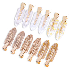Pinza de pelo Cptots sin pliegues, acabado blanco dorado, para peinados estables todo el día.