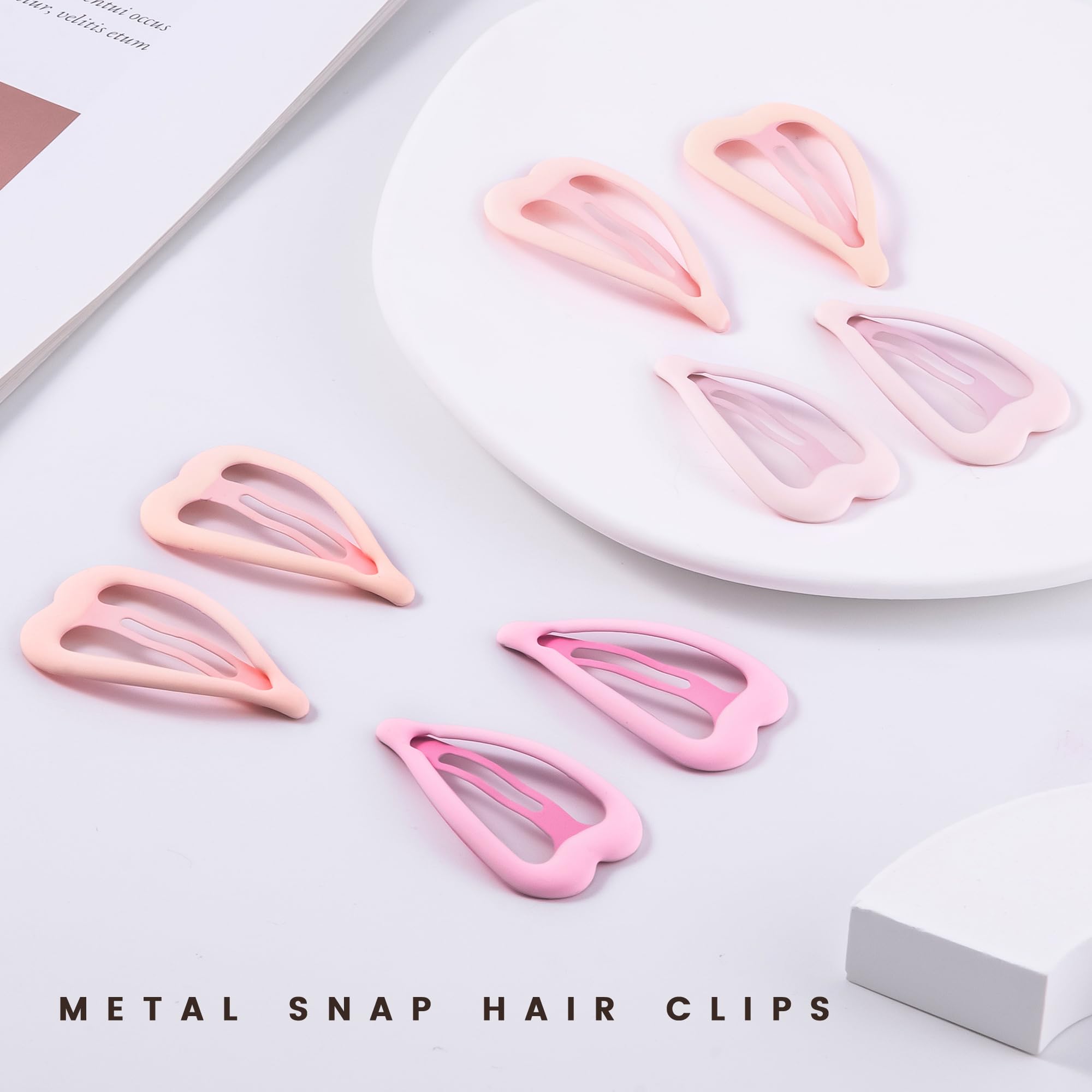 Pinzas corazón de metal rosa Cptots, adecuadas para uso diario sin resbalones