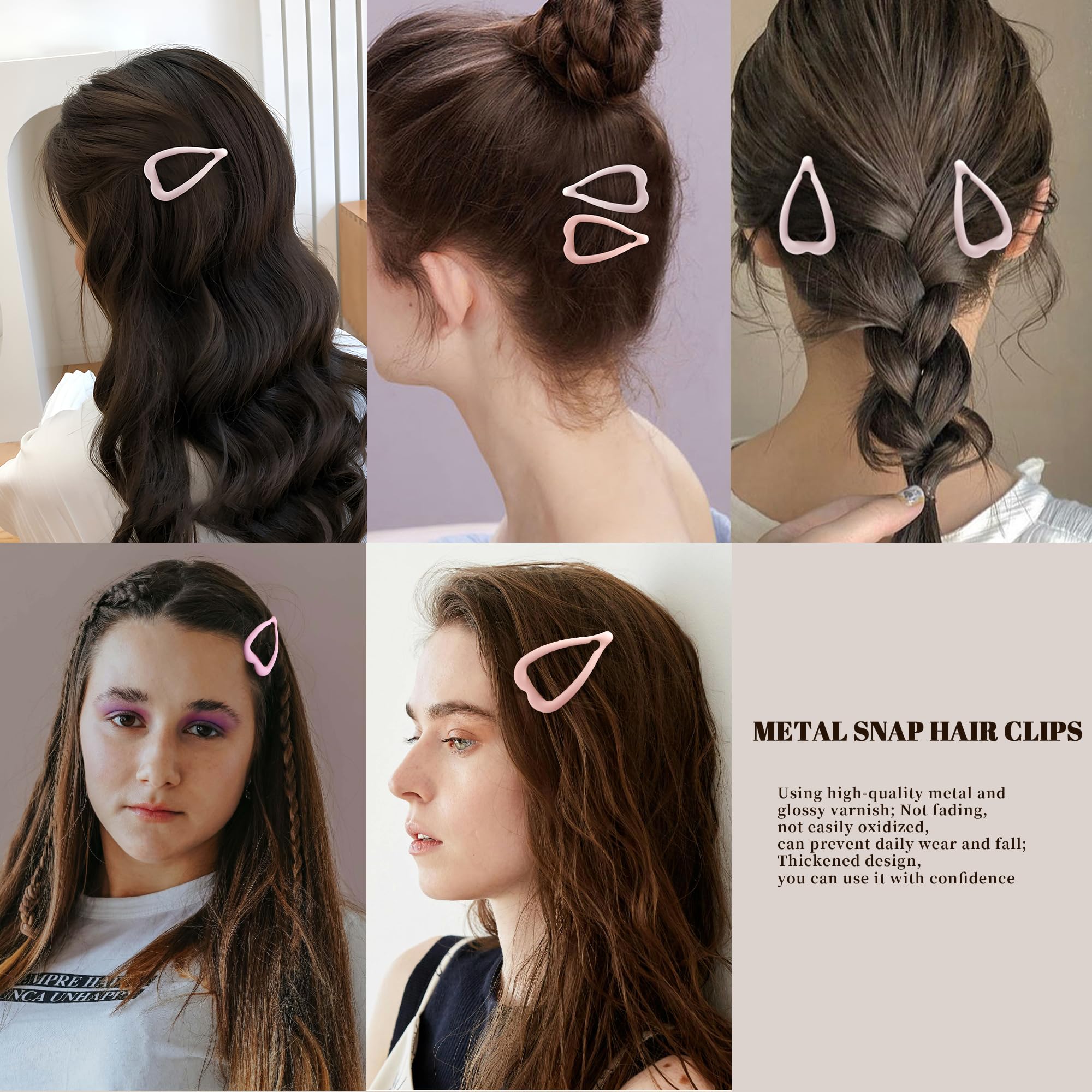 Pinzas para cabello que abrazan suaves y seguras, tono rosa