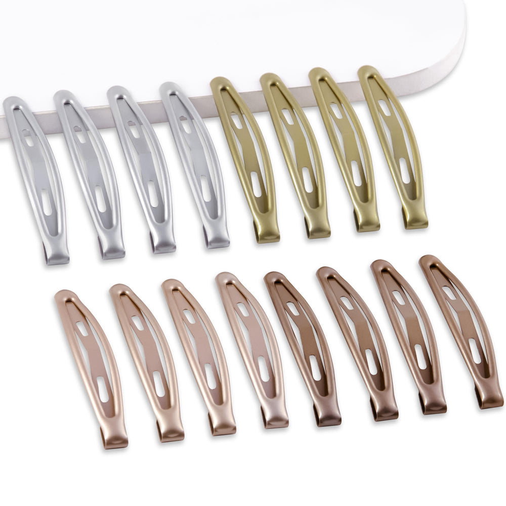 Pinzas Cptots de metal en plata con clip resorte para fijar peinado con firmeza.