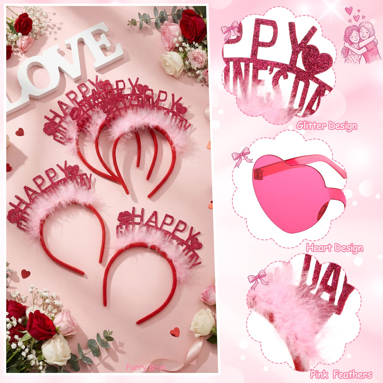 Diadema Craftsatin con corazones colgantes, añade movimiento a tu look.