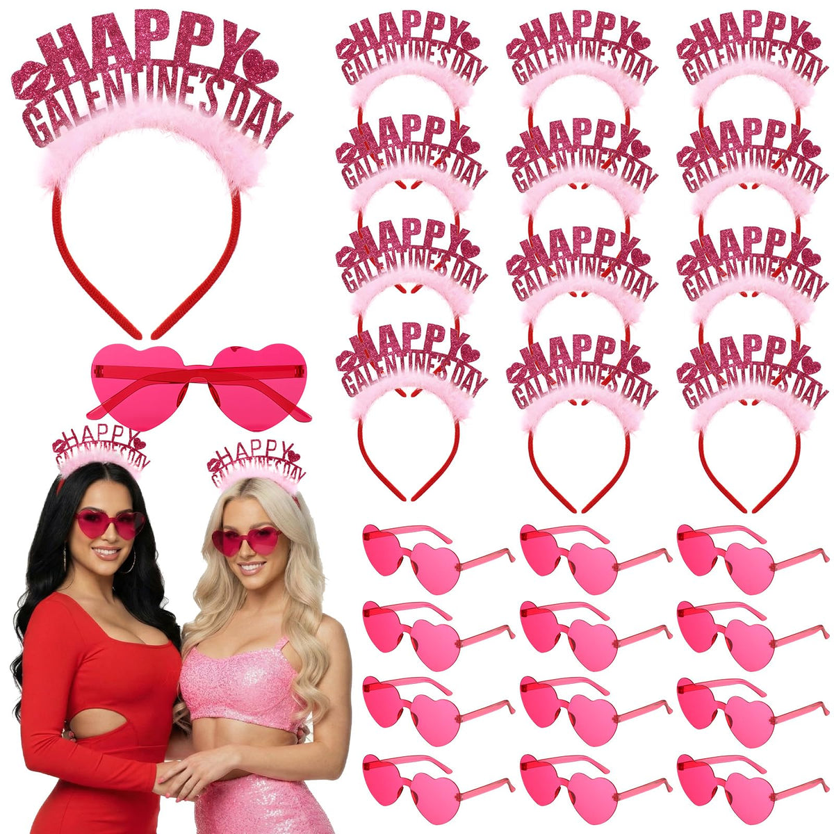 Diadema Craftsatin con corazones, ideal para fotos entre amigas.