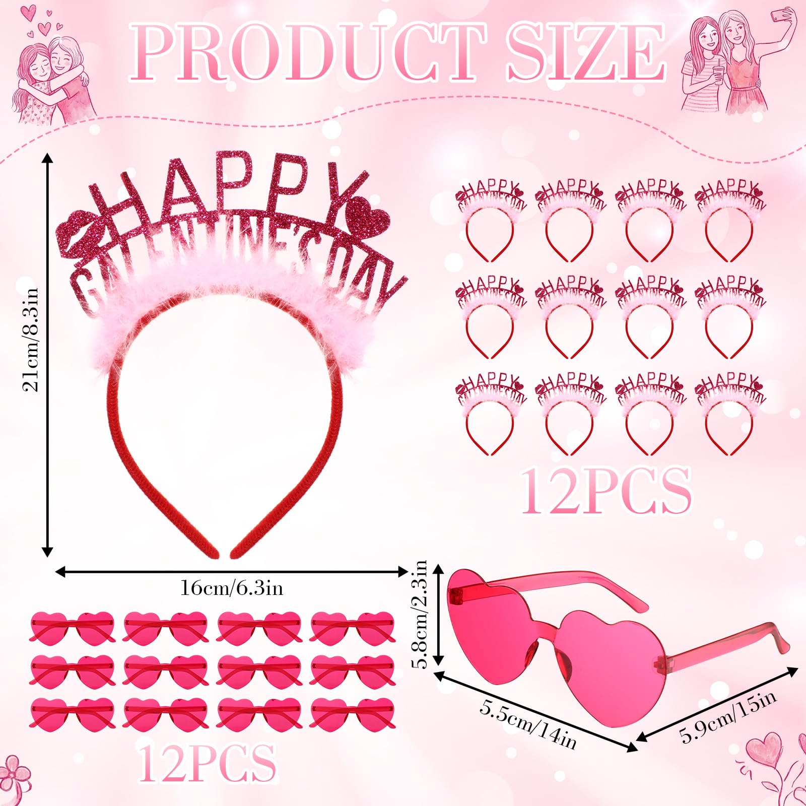 Gafas Craftsatin con corazón rosa, diseño divertido para fiestas.