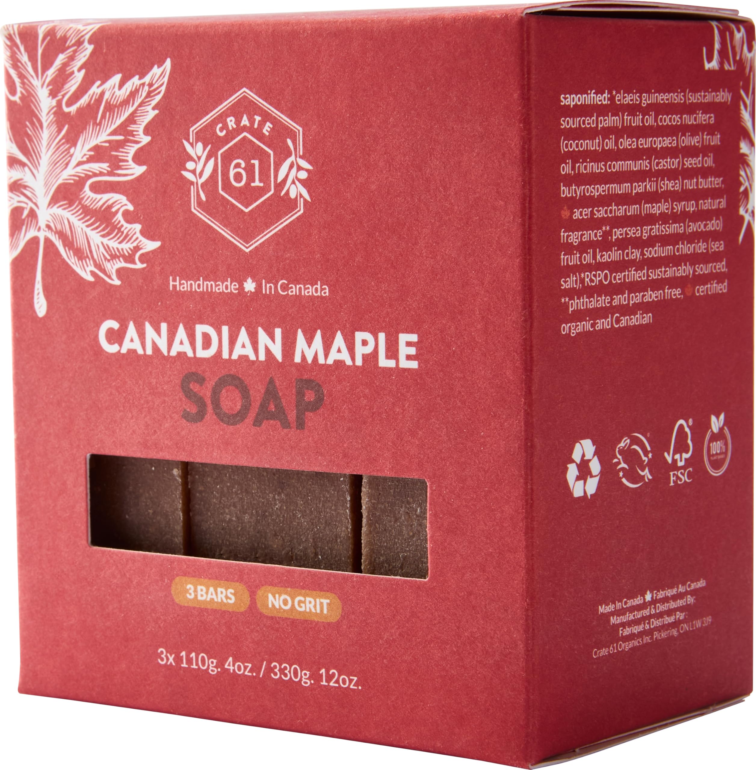 Crate 61 Organics Jabón natural – ingredientes clave: oliva y coco para piel nutrida.