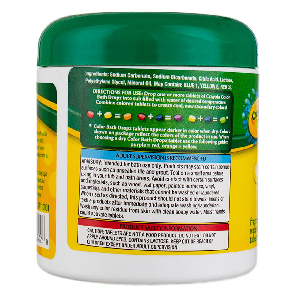 Crayola Dropz para baño, cambia el color del agua con cada tableta.