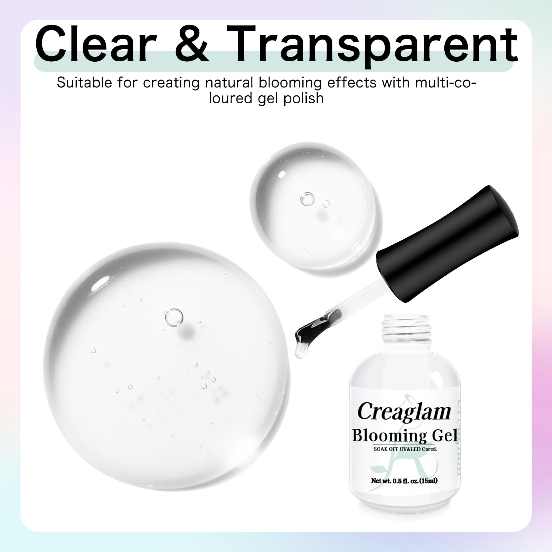 Creaglam gel uñas, diseño naturaleza transparente para difusiones sutiles