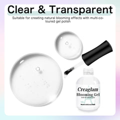 Creaglam gel uñas, diseño naturaleza transparente para difusiones sutiles