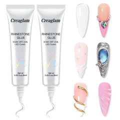 Creaglam pegamento para uñas con dos botes de 8 ml y punta fina para control.
