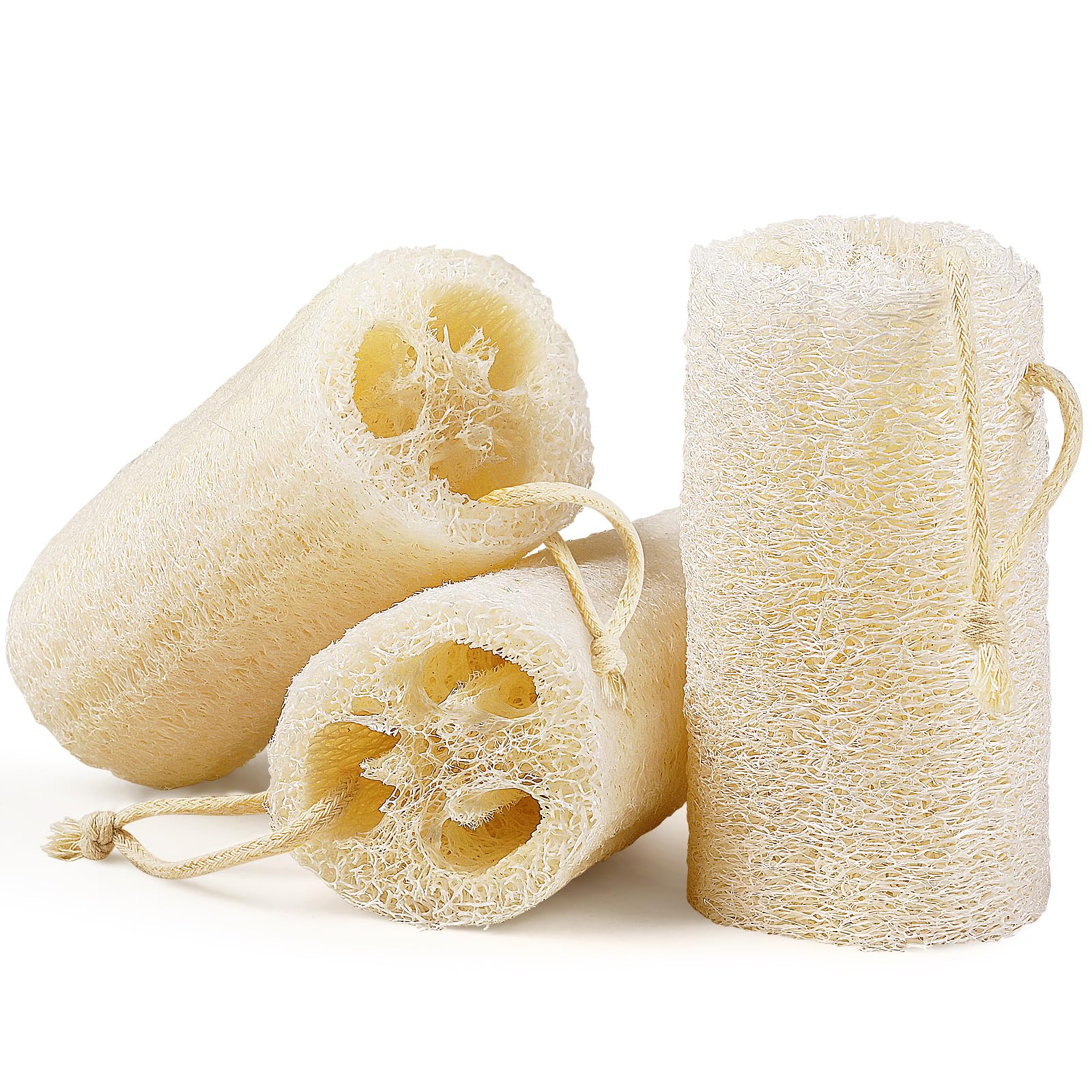 Createjoya esponja lufa corporal, conjunto de 3 para exfoliación suave.