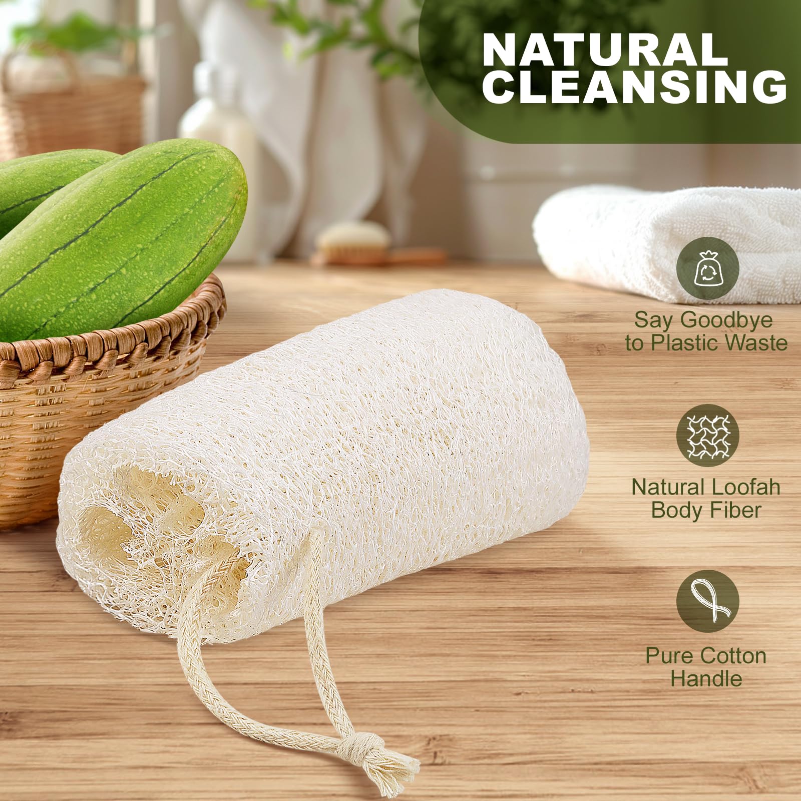 Createjoya lufa exfoliante suave, ideal para uso diario en la ducha.