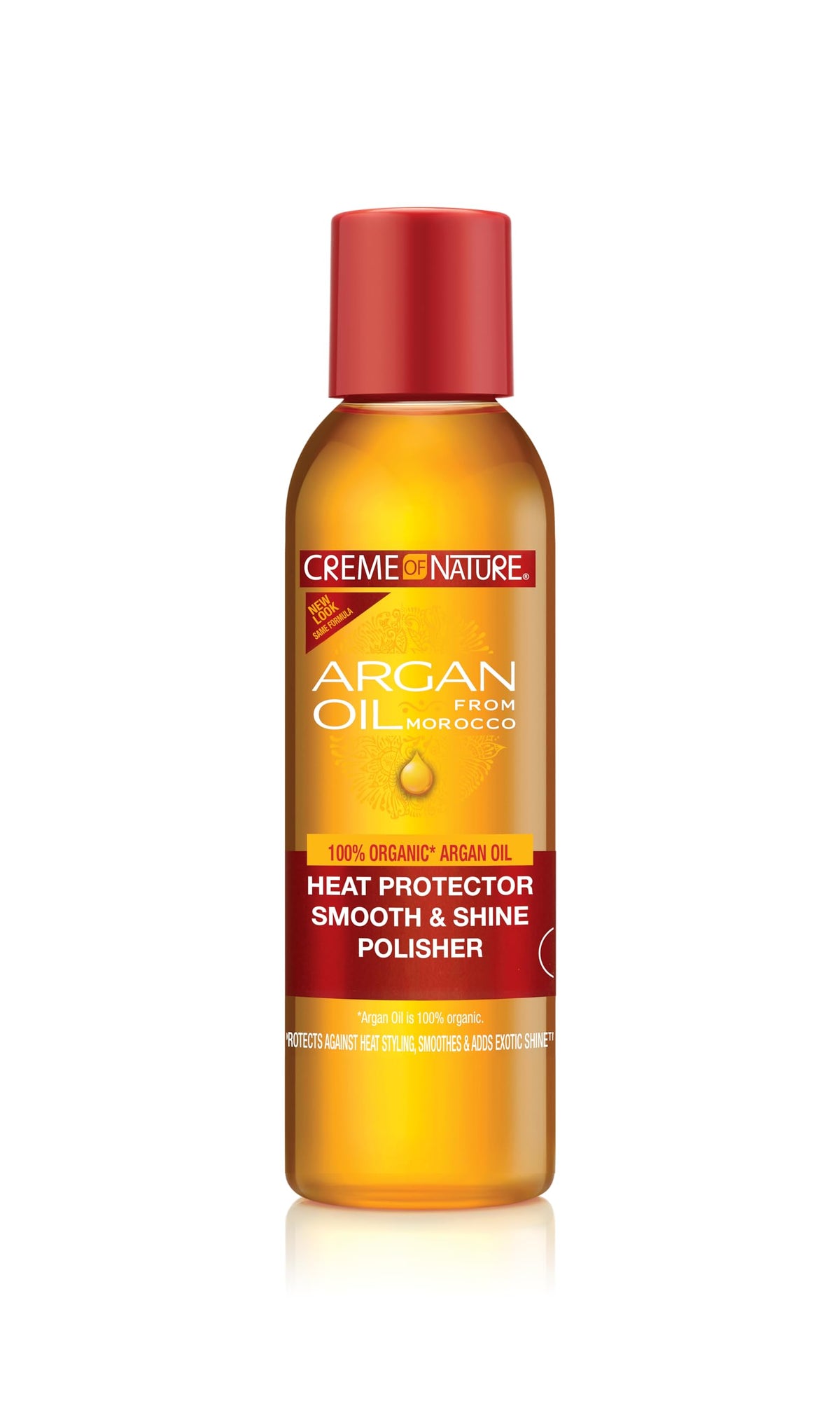 Protector de calor Creme of Nature en botella, protege y mantiene brillo.