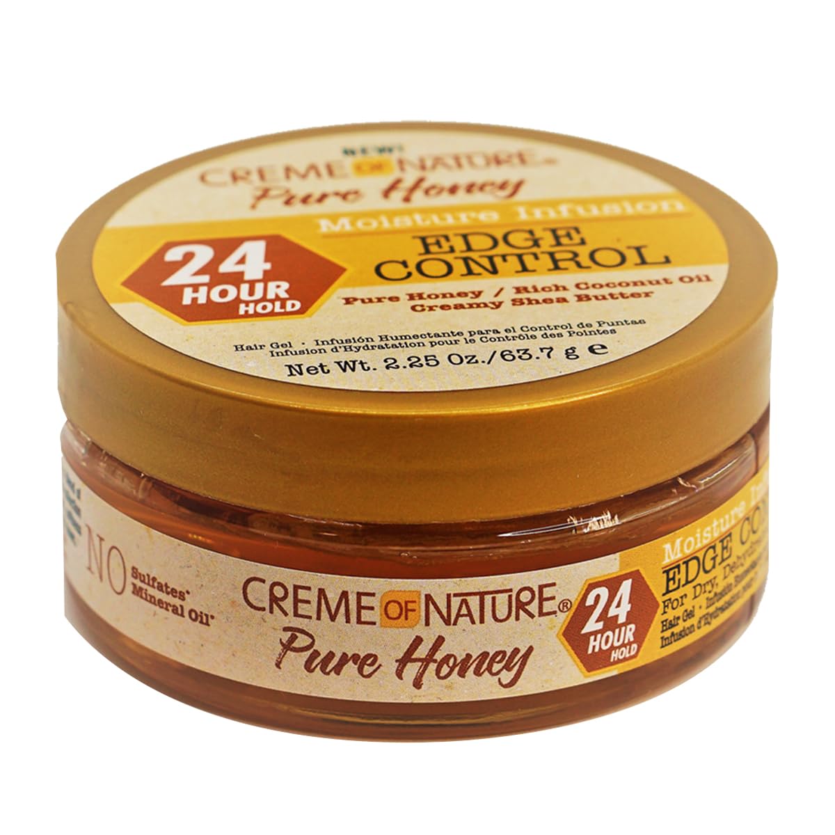 Creme of Nature Pure Honey controla bordes con suavidad para un acabado limpio.